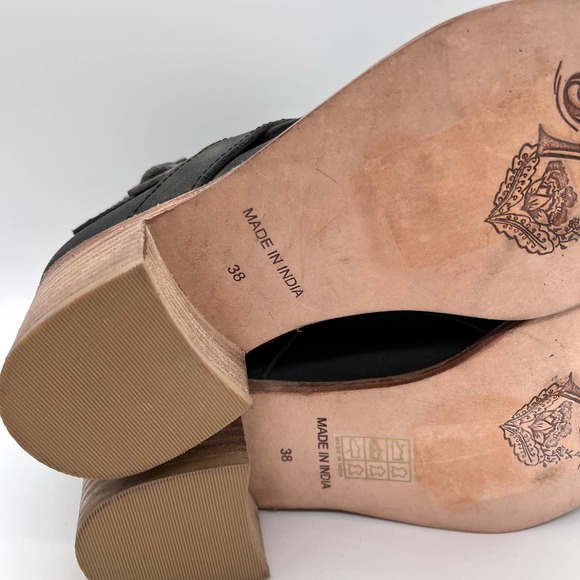 FREE PEOPLE Back Loop Ankle Boot Womens 38 Black Leather Buckle Strap NWOB - Picture 8 of 9